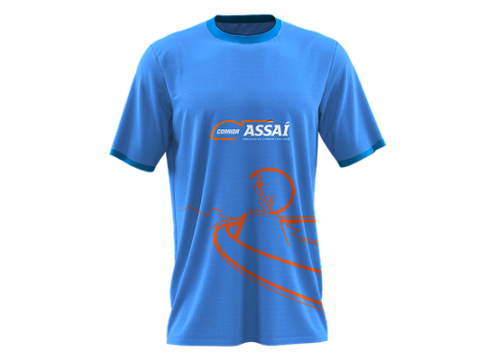 Camiseta da Corrida Assaí Fortaleza, frente e verso